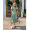 imageZESICA Womens 2025 Summer Boho Midi Dress Short Puff Sleeve Flowy A Line Tiered Beach Vacation Long DressesSage