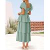 imageZESICA Womens 2025 Summer Boho Midi Dress Short Puff Sleeve Flowy A Line Tiered Beach Vacation Long DressesSage