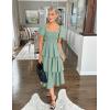 imageZESICA Womens 2025 Summer Boho Midi Dress Short Puff Sleeve Flowy A Line Tiered Beach Vacation Long DressesSage