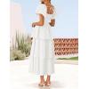 imageZESICA Womens 2025 Summer Boho Midi Dress Short Puff Sleeve Flowy A Line Tiered Beach Vacation Long DressesWhite
