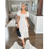 imageZESICA Womens 2025 Summer Boho Midi Dress Short Puff Sleeve Flowy A Line Tiered Beach Vacation Long DressesWhite