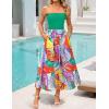 imageZESICA Womens 2025 Summer Boho Strapless Midi Dress Off Shoulder Polka Dot Printed Flowy A Line Long Dresses with PocketsAqua