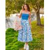 imageZESICA Womens 2025 Summer Boho Strapless Midi Dress Off Shoulder Polka Dot Printed Flowy A Line Long Dresses with PocketsBlue
