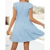 imageZESICA Womens 2025 Summer Casual V Neck Flutter Sleeve Bohemian Ruffle Smocked A Line Swing Mini DressBlue