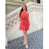 imageZESICA Womens 2025 Summer Halter Dresses Sleeveless Ruffle Tiered Layered Chiffon Pleated A Line Swing Mini DressCoral