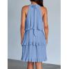 imageZESICA Womens 2025 Summer Halter Dresses Sleeveless Ruffle Tiered Layered Chiffon Pleated A Line Swing Mini DressLight Blue