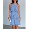 imageZESICA Womens 2025 Summer Halter Dresses Sleeveless Ruffle Tiered Layered Chiffon Pleated A Line Swing Mini DressLight Blue
