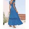 imageZESICA Womens 2025 Summer Lace Strap Sleeveless Square Neck Smocked High Waist Ruffle Hollow Out Flowy A Line Maxi DressCobaltblue