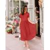 imageZESICA Womens 2025 Summer Short Sleeve Midi Dresses Casual Crew Neck Knit Belted Pleated A Line Flowy Wedding Guest DressCherry