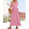 imageZESICA Womens 2025 Summer Sleeveless Dress Square Neck Pleated Swing Casual Maxi Dresses with PocketsPink