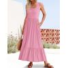 imageZESICA Womens 2025 Summer Sleeveless Dress Square Neck Pleated Swing Casual Maxi Dresses with PocketsPink