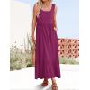 imageZESICA Womens 2025 Summer Sleeveless Dress Square Neck Pleated Swing Casual Maxi Dresses with PocketsPlum