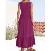 imageZESICA Womens 2025 Summer Sleeveless Dress Square Neck Pleated Swing Casual Maxi Dresses with PocketsPlum