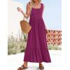 imageZESICA Womens 2025 Summer Sleeveless Dress Square Neck Pleated Swing Casual Maxi Dresses with PocketsPlum