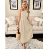 imageZESICA Womens 2025 Summer Sleeveless Midi Dresses Casual Crewneck Ribbed Knit Pleated A Line Swing Long Party DressApricot
