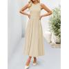 imageZESICA Womens 2025 Summer Sleeveless Midi Dresses Casual Crewneck Ribbed Knit Pleated A Line Swing Long Party DressApricot