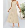 imageZESICA Womens 2025 Summer Sleeveless Midi Dresses Casual Crewneck Ribbed Knit Pleated A Line Swing Long Party DressApricot