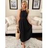 imageZESICA Womens 2025 Summer Sleeveless Midi Dresses Casual Crewneck Ribbed Knit Pleated A Line Swing Long Party DressBlack