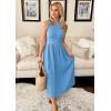 imageZESICA Womens 2025 Summer Sleeveless Midi Dresses Casual Crewneck Ribbed Knit Pleated A Line Swing Long Party DressDusty Blue