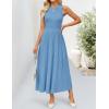 imageZESICA Womens 2025 Summer Sleeveless Midi Dresses Casual Crewneck Ribbed Knit Pleated A Line Swing Long Party DressDusty Blue