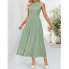 imageZESICA Womens 2025 Summer Sleeveless Midi Dresses Casual Crewneck Ribbed Knit Pleated A Line Swing Long Party DressGreen