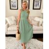 imageZESICA Womens 2025 Summer Sleeveless Midi Dresses Casual Crewneck Ribbed Knit Pleated A Line Swing Long Party DressGreen