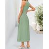 imageZESICA Womens 2025 Summer Sleeveless Midi Dresses Casual Crewneck Ribbed Knit Pleated A Line Swing Long Party DressGreen