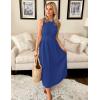 imageZESICA Womens 2025 Summer Sleeveless Midi Dresses Casual Crewneck Ribbed Knit Pleated A Line Swing Long Party DressNavy