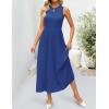 imageZESICA Womens 2025 Summer Sleeveless Midi Dresses Casual Crewneck Ribbed Knit Pleated A Line Swing Long Party DressNavy