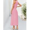 imageZESICA Womens 2025 Summer Sleeveless Midi Dresses Casual Crewneck Ribbed Knit Pleated A Line Swing Long Party DressPink