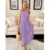 imageZESICA Womens 2025 Summer Sleeveless Midi Dresses Casual Crewneck Ribbed Knit Pleated A Line Swing Long Party DressPurple