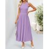 imageZESICA Womens 2025 Summer Sleeveless Midi Dresses Casual Crewneck Ribbed Knit Pleated A Line Swing Long Party DressPurple