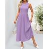 imageZESICA Womens 2025 Summer Sleeveless Midi Dresses Casual Crewneck Ribbed Knit Pleated A Line Swing Long Party DressPurple