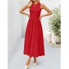 imageZESICA Womens 2025 Summer Sleeveless Midi Dresses Casual Crewneck Ribbed Knit Pleated A Line Swing Long Party DressRed