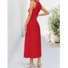 imageZESICA Womens 2025 Summer Sleeveless Midi Dresses Casual Crewneck Ribbed Knit Pleated A Line Swing Long Party DressRed