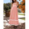 imageZESICA Womens 2025 Summer Spaghetti Straps Sleeveless Backless Sundress Flowy Smocked Lace Swing A Line Midi DressCoral Pink