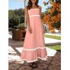 imageZESICA Womens 2025 Summer Spaghetti Straps Sleeveless Backless Sundress Flowy Smocked Lace Swing A Line Midi DressCoral Pink