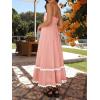 imageZESICA Womens 2025 Summer Spaghetti Straps Sleeveless Backless Sundress Flowy Smocked Lace Swing A Line Midi DressCoral Pink