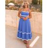 imageZESICA Womens 2025 Summer Spaghetti Straps Sleeveless Backless Sundress Flowy Smocked Lace Swing A Line Midi DressSapphire Blue