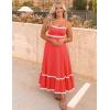 imageZESICA Womens 2025 Summer Spaghetti Straps Sleeveless Backless Sundress Flowy Smocked Lace Swing A Line Midi DressWatermelon Red