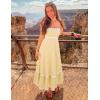 imageZESICA Womens 2025 Summer Spaghetti Straps Sleeveless Backless Sundress Flowy Smocked Lace Swing A Line Midi DressYellow