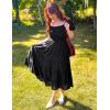 imageZESICA Womens 2025 Summer Square Neck Short Puff Sleeve Solid Color High Waist Casual Smocked Flowy A Line Tiered Midi DressBlack