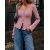 imageZESICA Womens Fall Square Neck Blazers 2025 Casual Long Sleeve Button Up Work Business Fitted Blazer JacketsPink