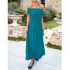 imageZESICA Womens Off The Shoulder Maxi Dress 2025 Summer Sleeveless Casual Slim Swing Pleated Formal Party DressesPeacock Blue