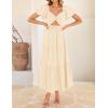 imageZESICA Womens Summer 2025 Boho Vacation Dress Short Puff Sleeve Flowy Smocked Cutout A Line Beach Party DressesApricot