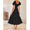 imageZESICA Womens Summer 2025 Boho Vacation Dress Short Puff Sleeve Flowy Smocked Cutout A Line Beach Party DressesBlack