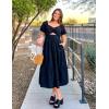 imageZESICA Womens Summer 2025 Boho Vacation Dress Short Puff Sleeve Flowy Smocked Cutout A Line Beach Party DressesBlack