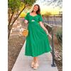 imageZESICA Womens Summer 2025 Boho Vacation Dress Short Puff Sleeve Flowy Smocked Cutout A Line Beach Party DressesGreen