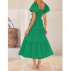 imageZESICA Womens Summer 2025 Boho Vacation Dress Short Puff Sleeve Flowy Smocked Cutout A Line Beach Party DressesGreen