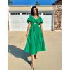 imageZESICA Womens Summer 2025 Boho Vacation Dress Short Puff Sleeve Flowy Smocked Cutout A Line Beach Party DressesGreen
